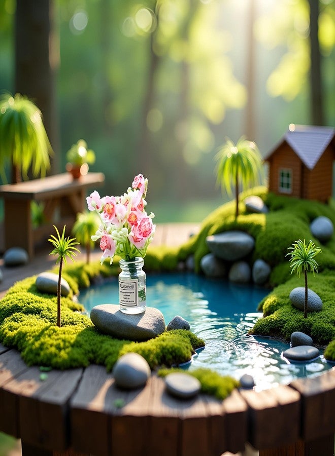 WLngtv 1Pc Pink Miniature Flower in Vase Dollhouse Mini Jasmine Flowers Handmade Easily Matched Dollhouse Flower Vase Set Model Decor for 1:6 or1:8 Scale Micro Landscape - Image 2